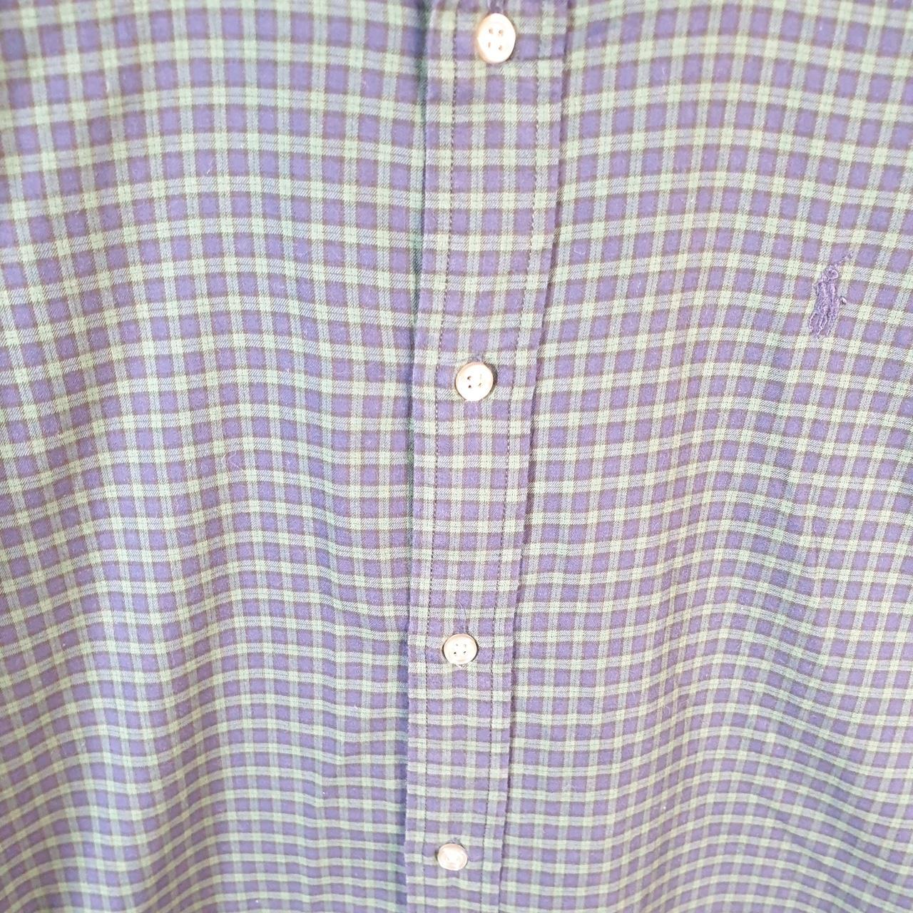 Vintage Ralph Lauren Button Down Shirt Men’s Small Blue Checkered Fit Pony Cotton Big Fish Vintage