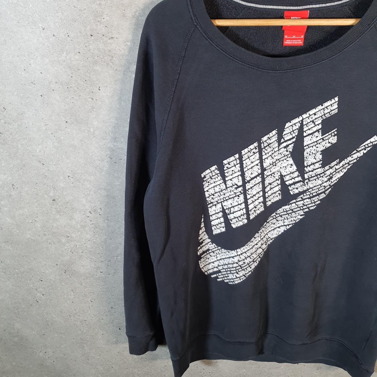 Vintage Nike Spellout Sweatshirt Womens Medium Black Swoosh Y2K Pullover