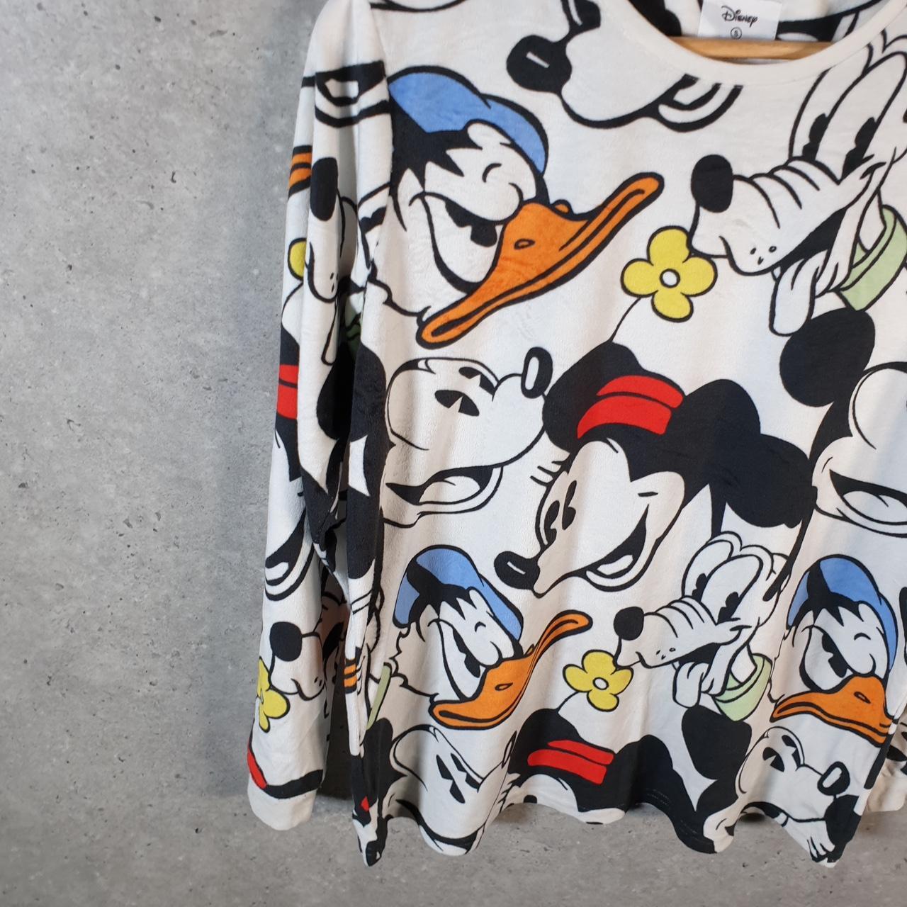 Disney Mickey Mouse Fleece Pullover Sweatshirt Womens Small White Logo