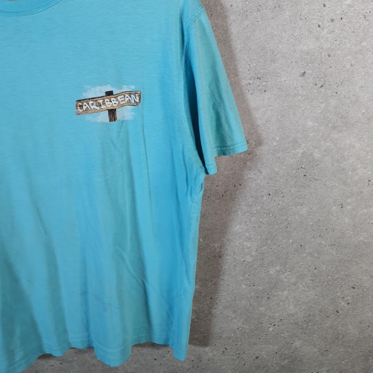 Vintage Caribbean Surf Shop T Shirt Men’s Large Blue Graphic Casual Logo Athletic