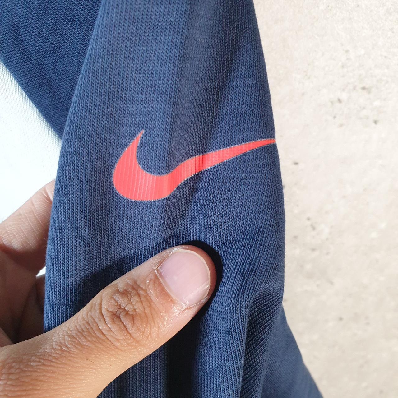 Vintage Nike Dri Fit Spellout Hoodie Womens Medium Blue Swoosh Y2K Pullover Logo