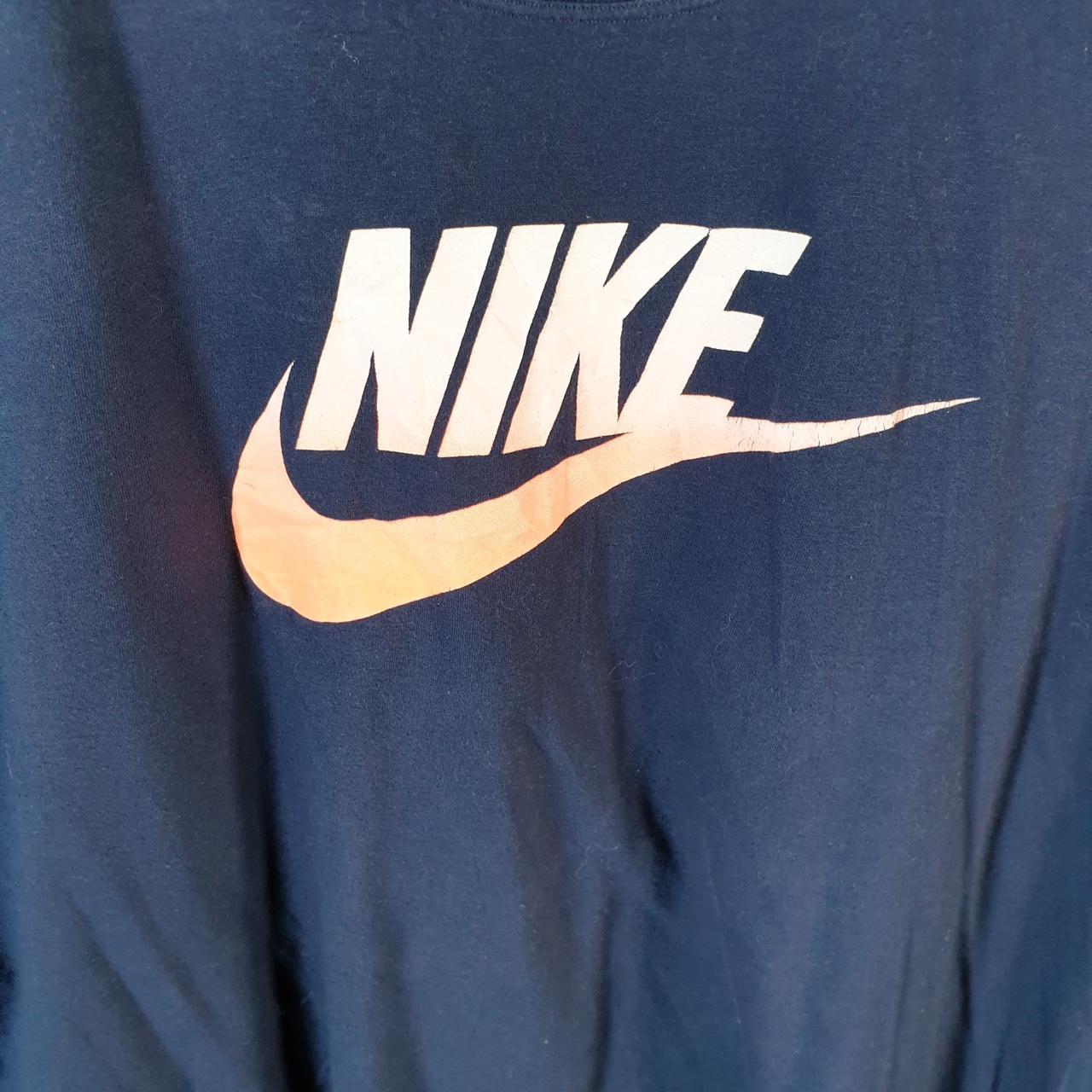 Vintage Nike T Shirt Womens 2XL Blue Printed Single Swoosh Logo Athletic C8287