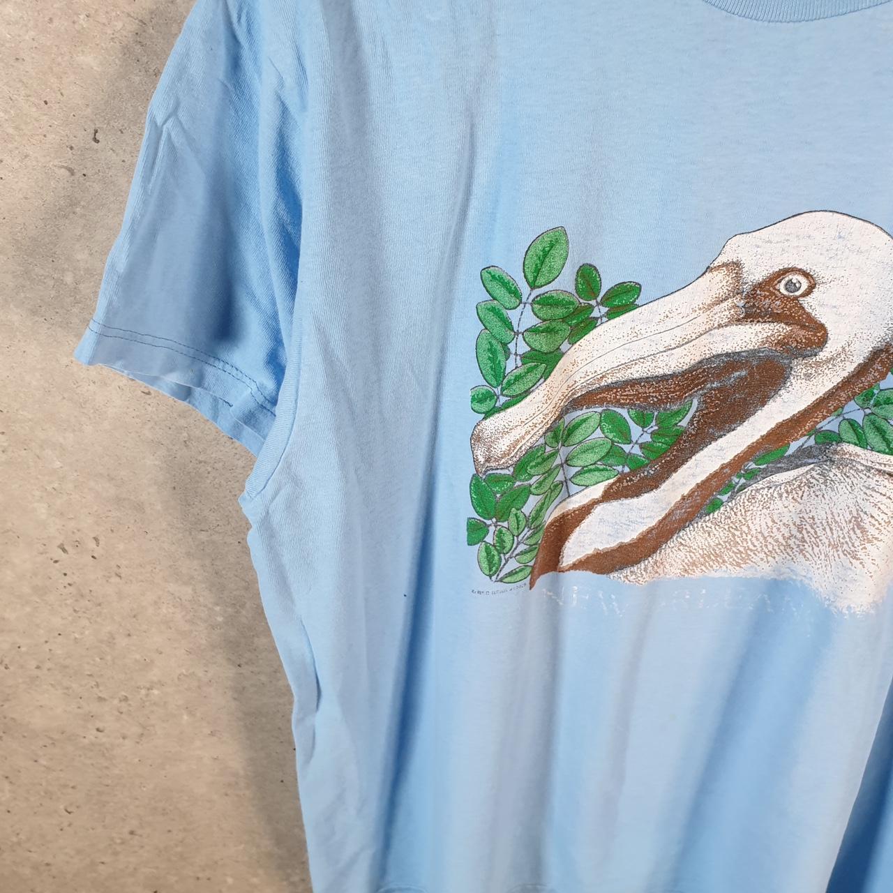 Vintage Bird Flamingo Swan Graphic 90s USA Single Stitch T Shirt Men’s Medium Blue