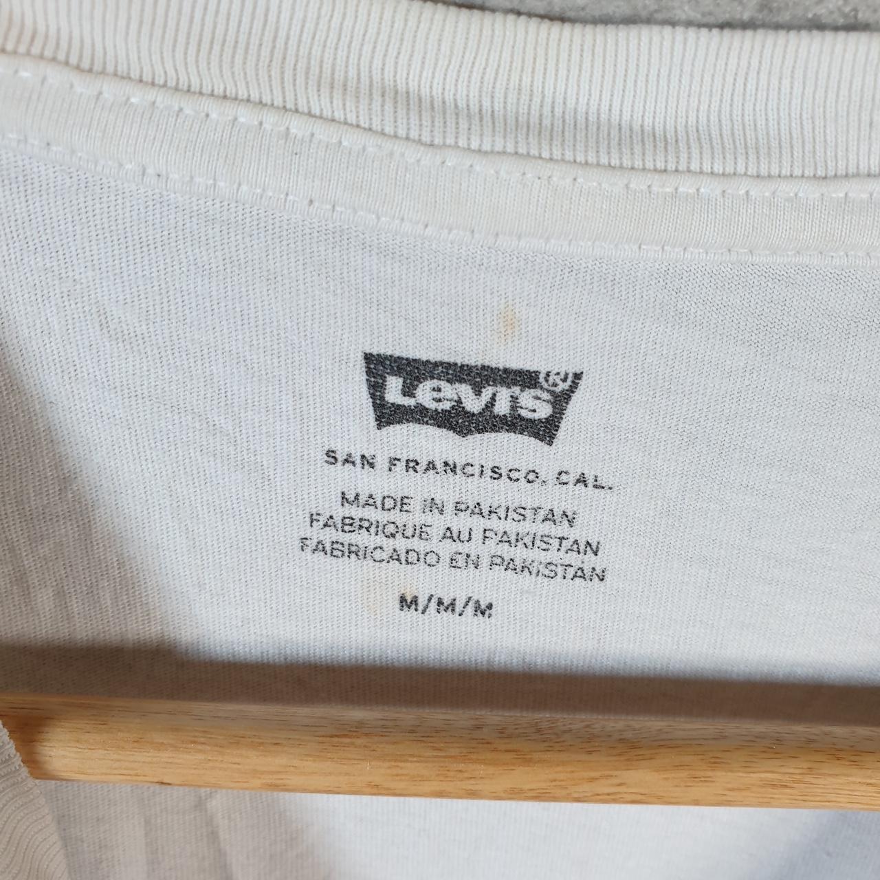 Vintage Levis Spellout T Shirt Shirt Men’s Medium White Logo Athletic Casual