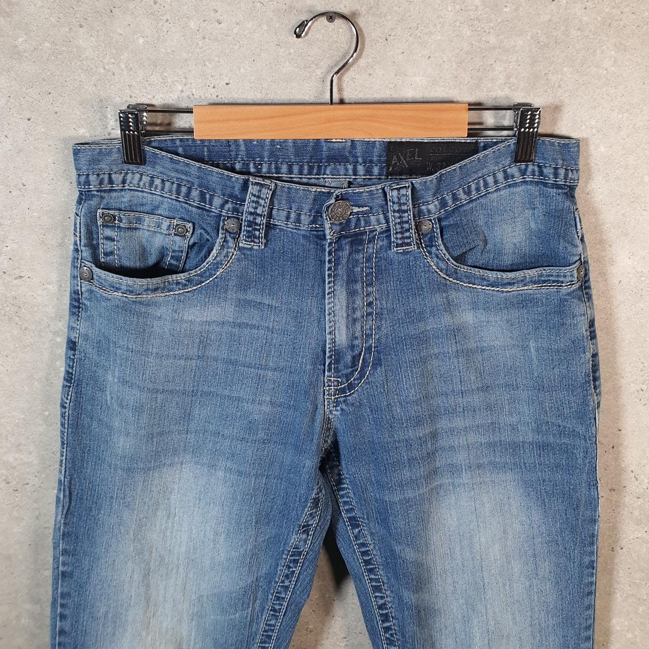 Vintage Axel Baggy Y2K Hip Hop Jeans Mens W32 L32 Blue Embroidered Denim Big Fish Vintage