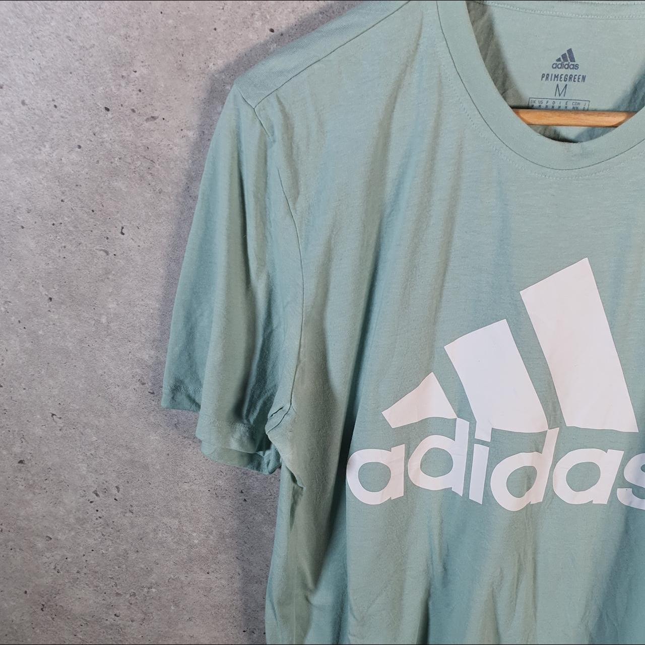 Vintage Adidas PrimeGreen T Shirt Men’s Medium Blue Three Stripes Logo Athletic