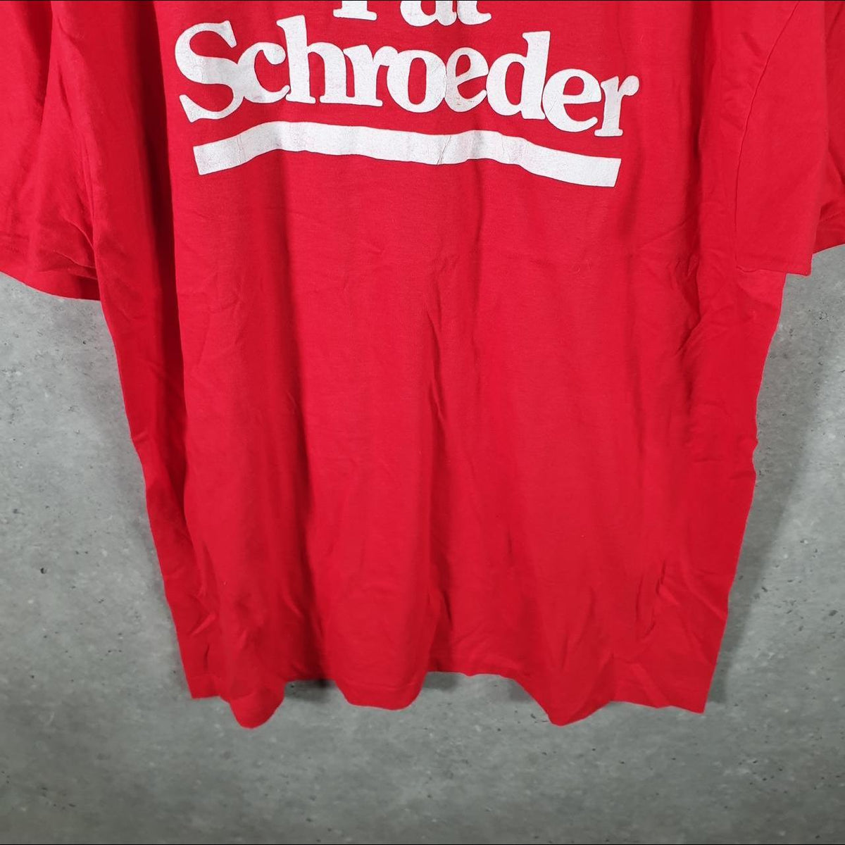 Vintage Hanes Beefy Pat Schroeder USA 90s Single Stitch T Shirt Men’s XL Red Big Fish Vintage