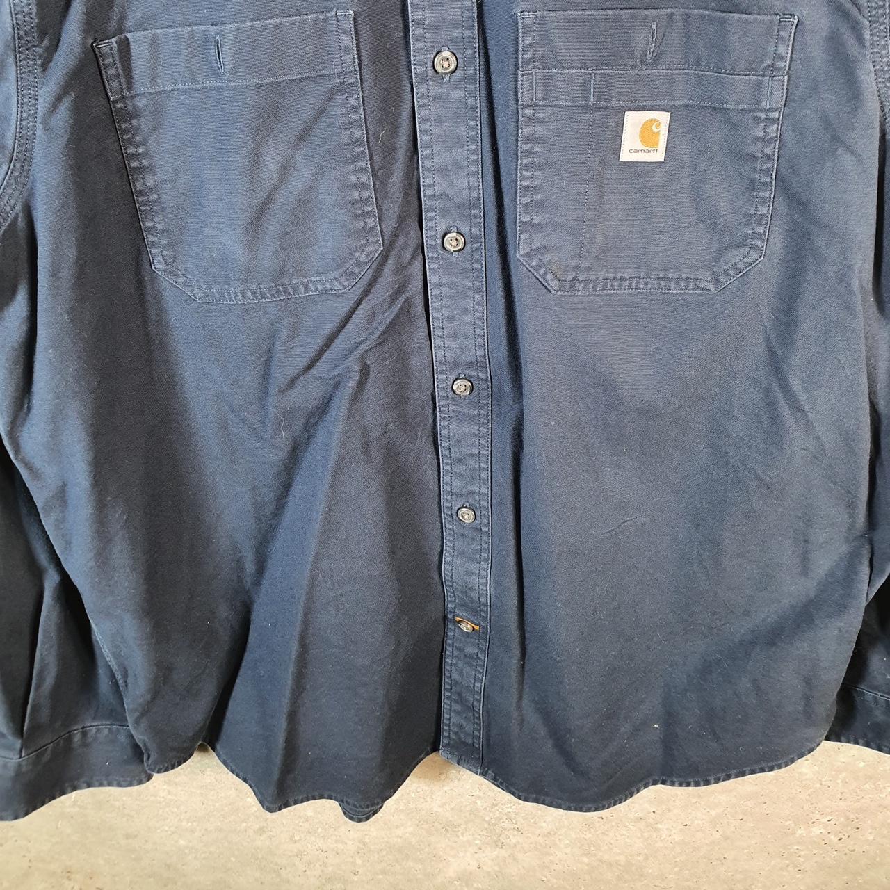 Vintage Carhartt Shirt Button Down Mens XL Blue Rugged Flex Chore Utility Relaxed - Big Fish Vintage