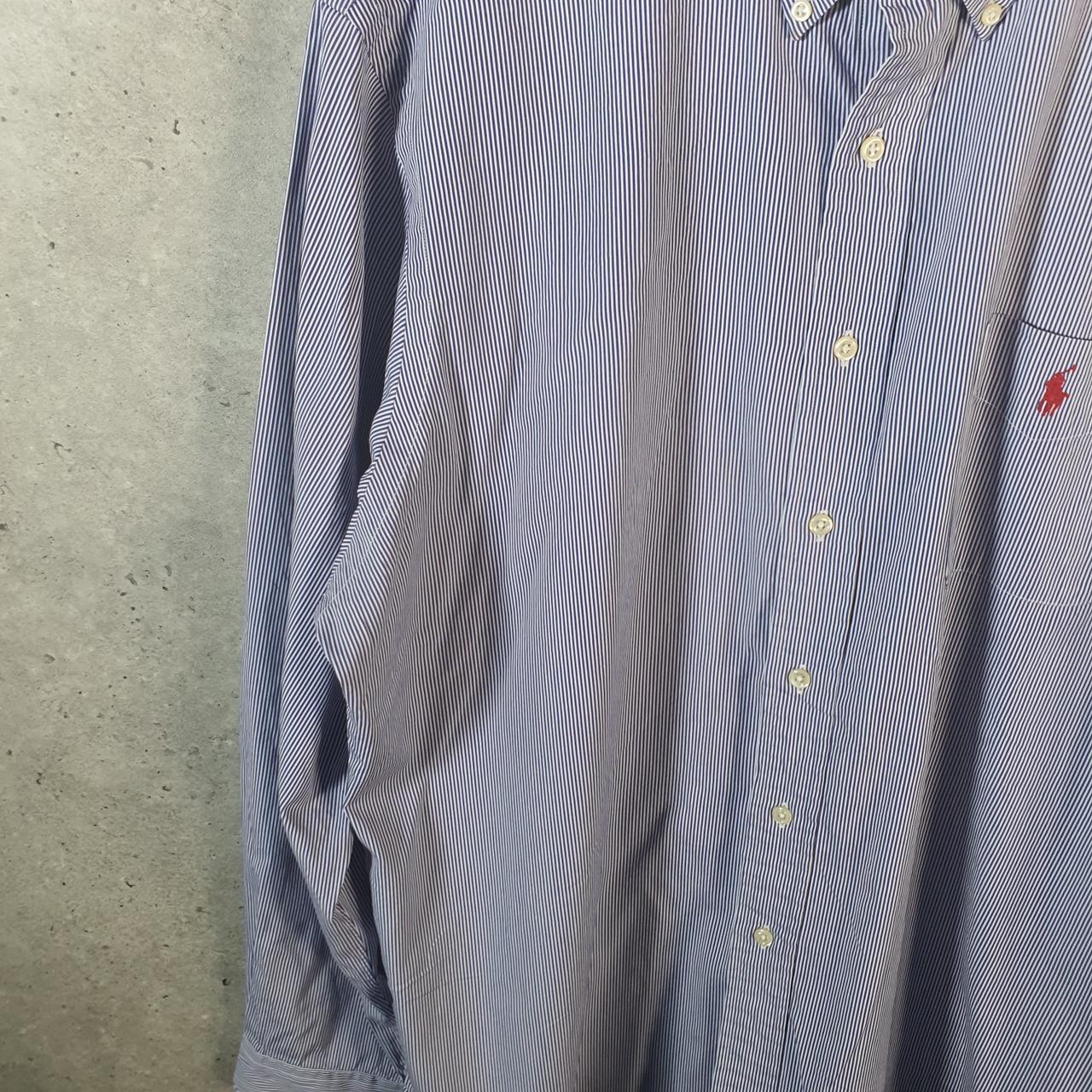 Vintage Ralph Lauren Button Down Shirt Men’s XL Purple Striped Custom Fit Cotton Pony