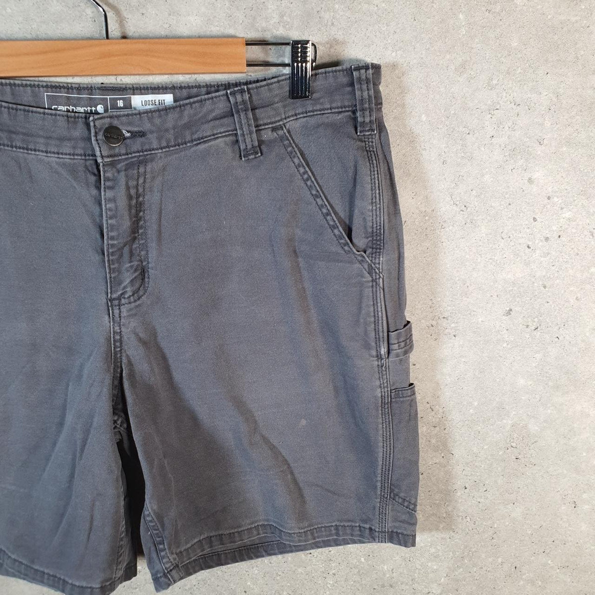 Vintage Carhartt Baggy Carpenter Shorts Jorts Cargo Womens W36 Grey Loose Fit Workwear A4703
