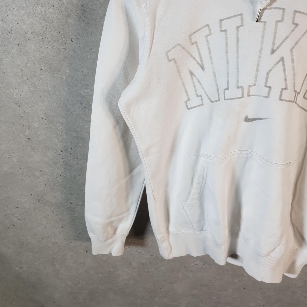 Vintage Nike Spellout Hoodie Womens Small White Swoosh Y2K Pullover