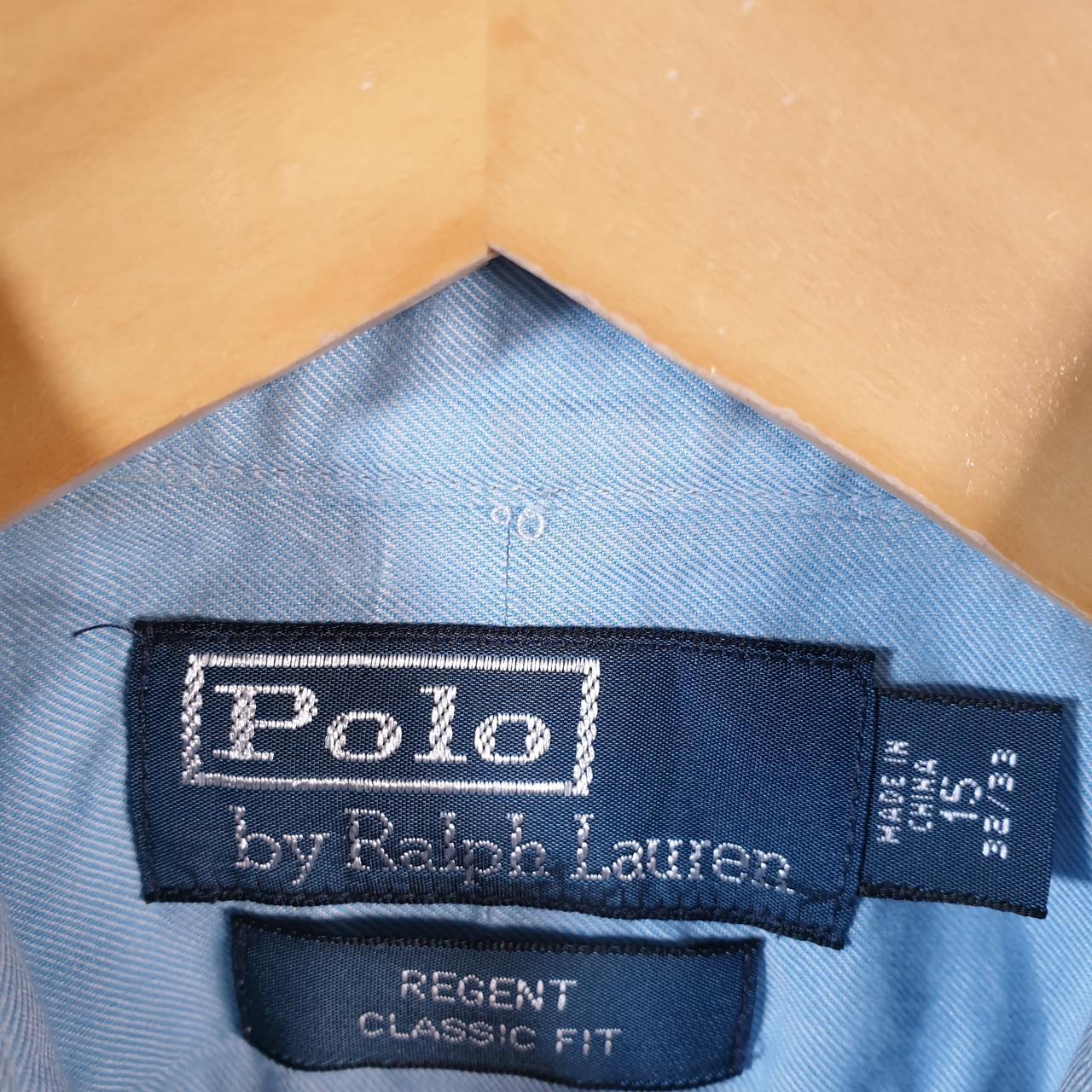 Vintage Ralph Lauren Button Down Shirt Men’s Medium Blue Striped Regent Classic Fit Cotton Big Fish Vintage