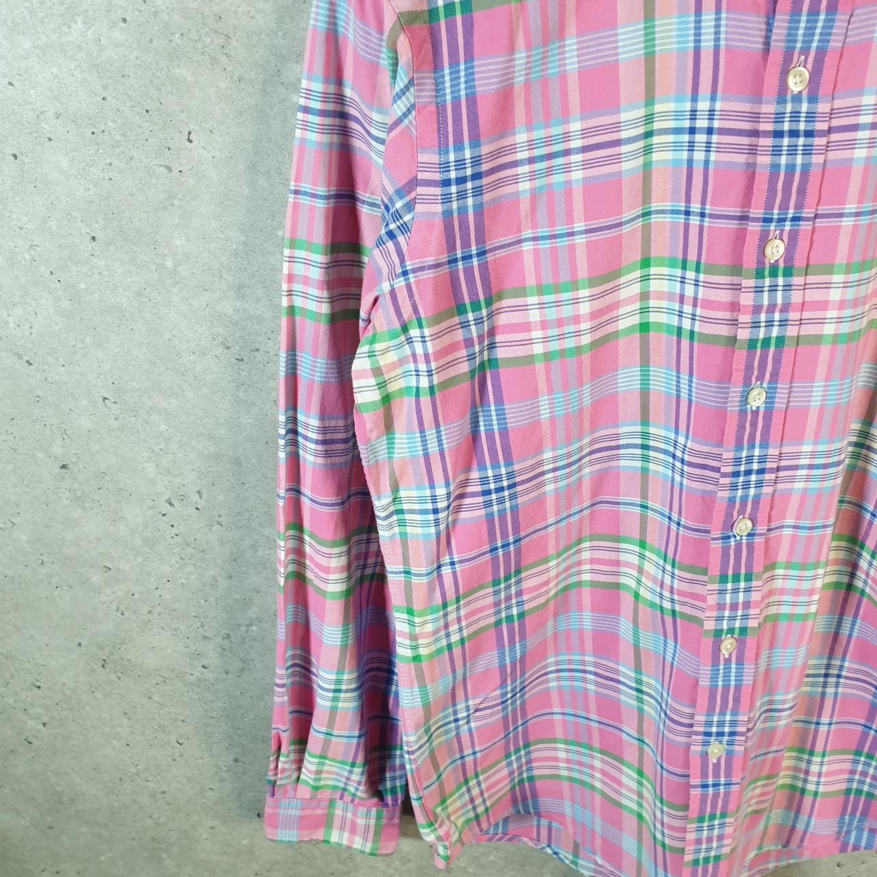 Vintage Ralph Lauren Button Down Shirt Men’s Small Pink Classic Fit Checkered Pony