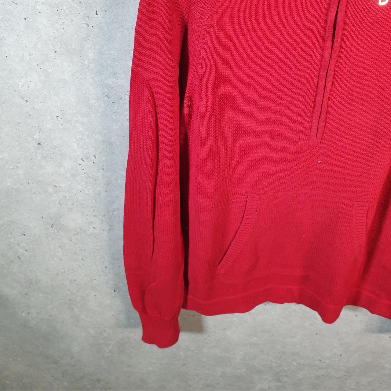 Vintage Ralph Lauren Polo Cable Knit Sweater Womens Large Red Cotton 1/4 Zip