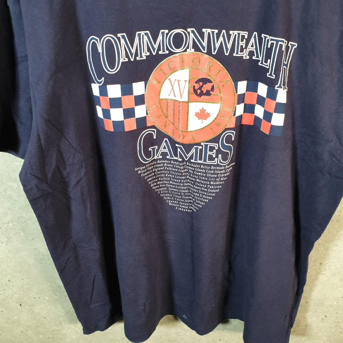Vintage Wilson Commonwealth Games 1994 Canada USA Single Stitch T Shirt Men’s XL Blue