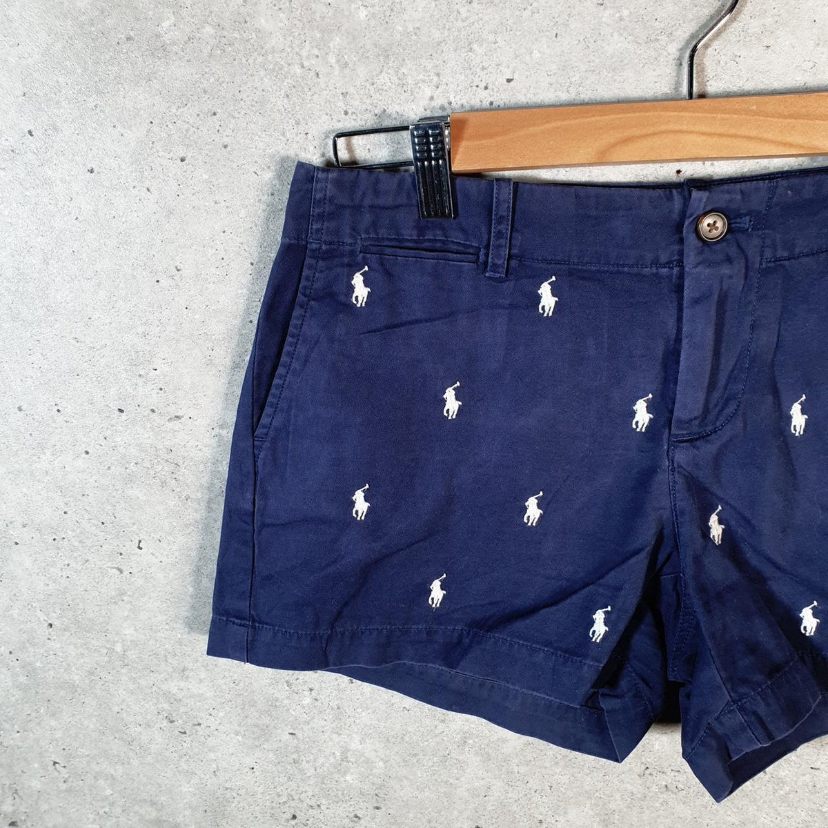Vintage Ralph Lauren Polo All over Prints AOP Shorts Jorts Cargo Womens W30 Blue Baggy Cotton Big Fish Vintage
