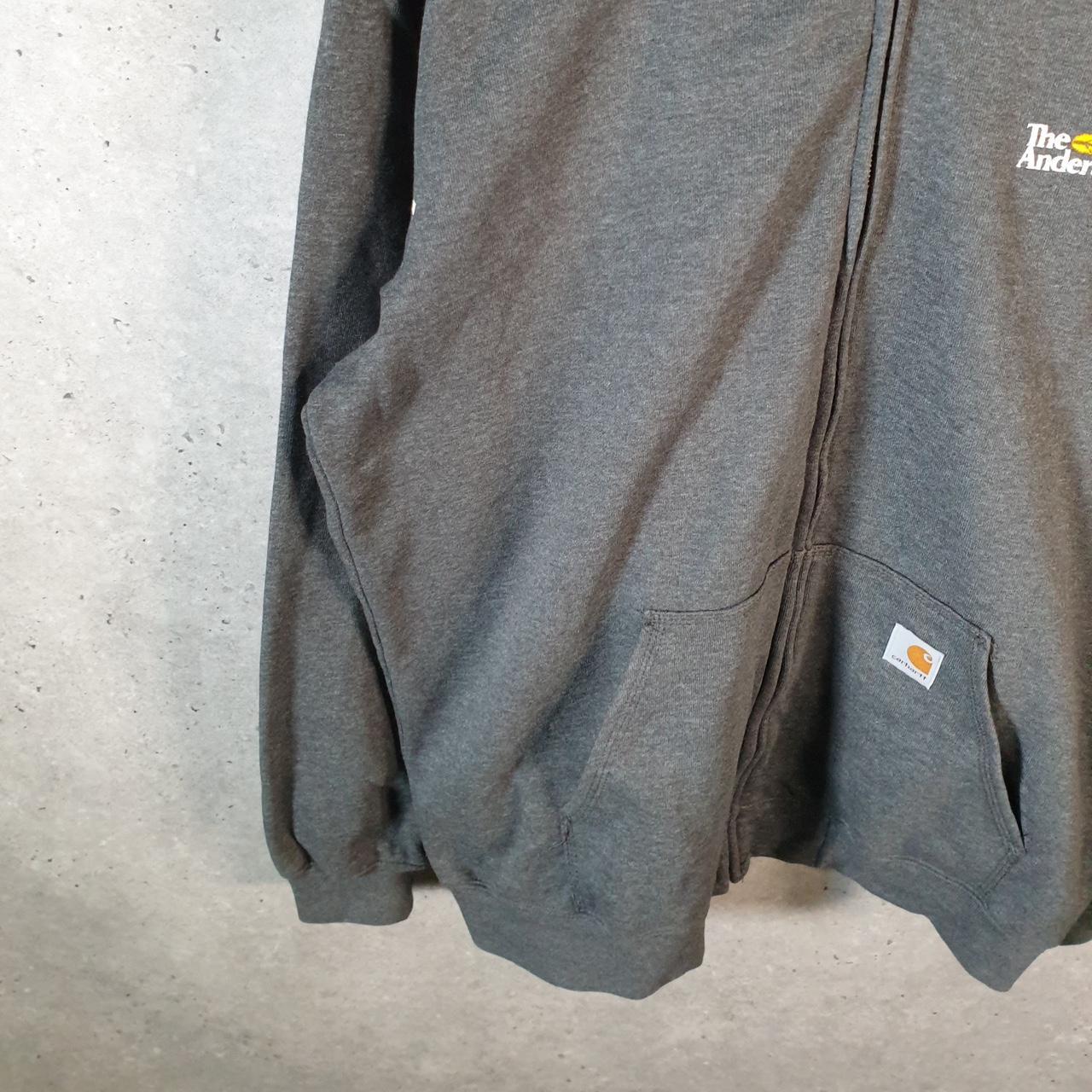 Vintage Carhartt Hoodie Mens Large Grey Full Zip Blank Sweatshirt USA Original Fit