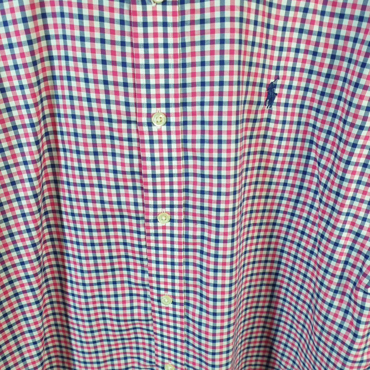 Vintage Ralph Lauren Button Down Shirt Men’s Large Pink Checkered Classic Fit Cotton Pony Big Fish Vintage