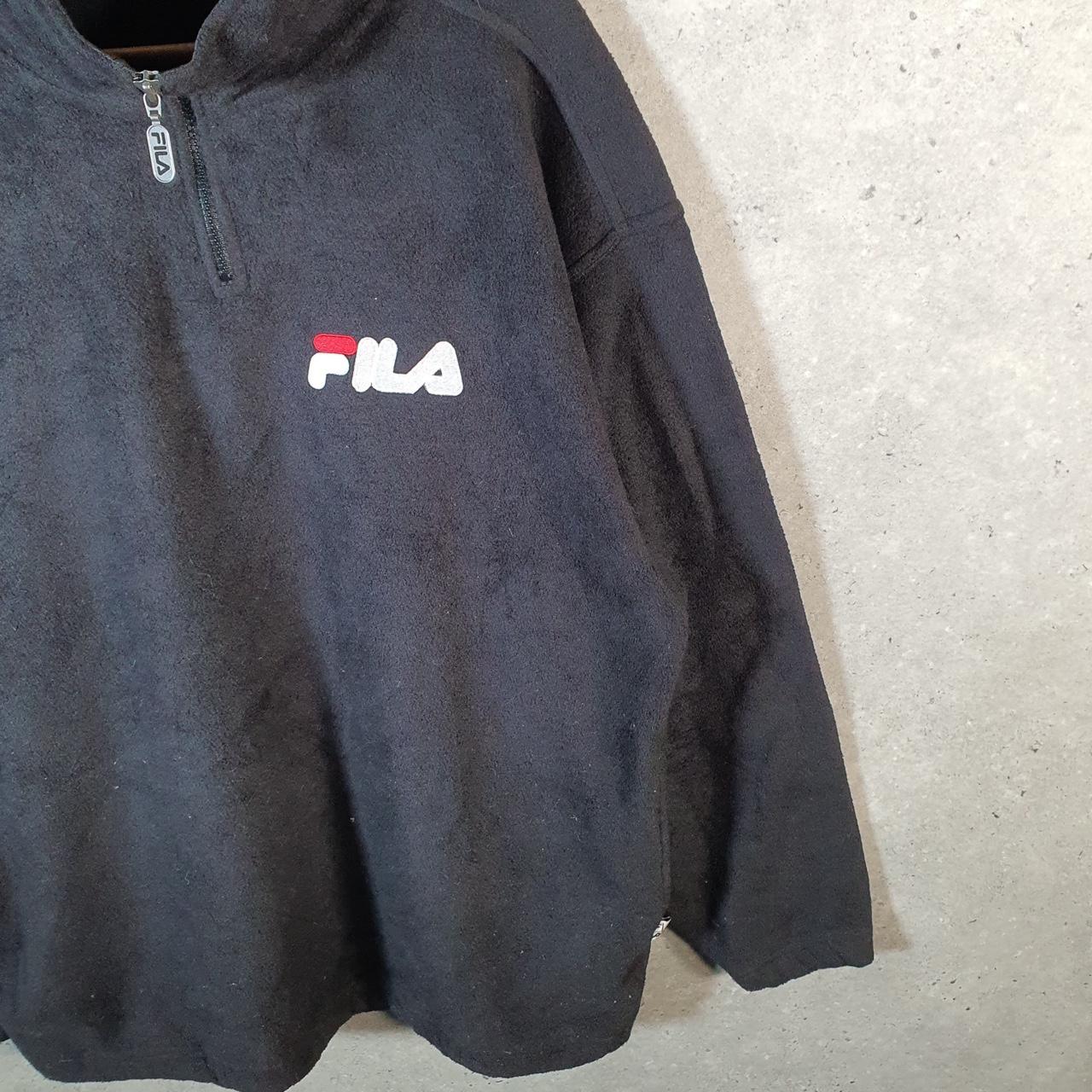 Vintage Fila 1/4 Zip Fleece Pullover Sweatshirt Mens Medium Black Embroidered Logo