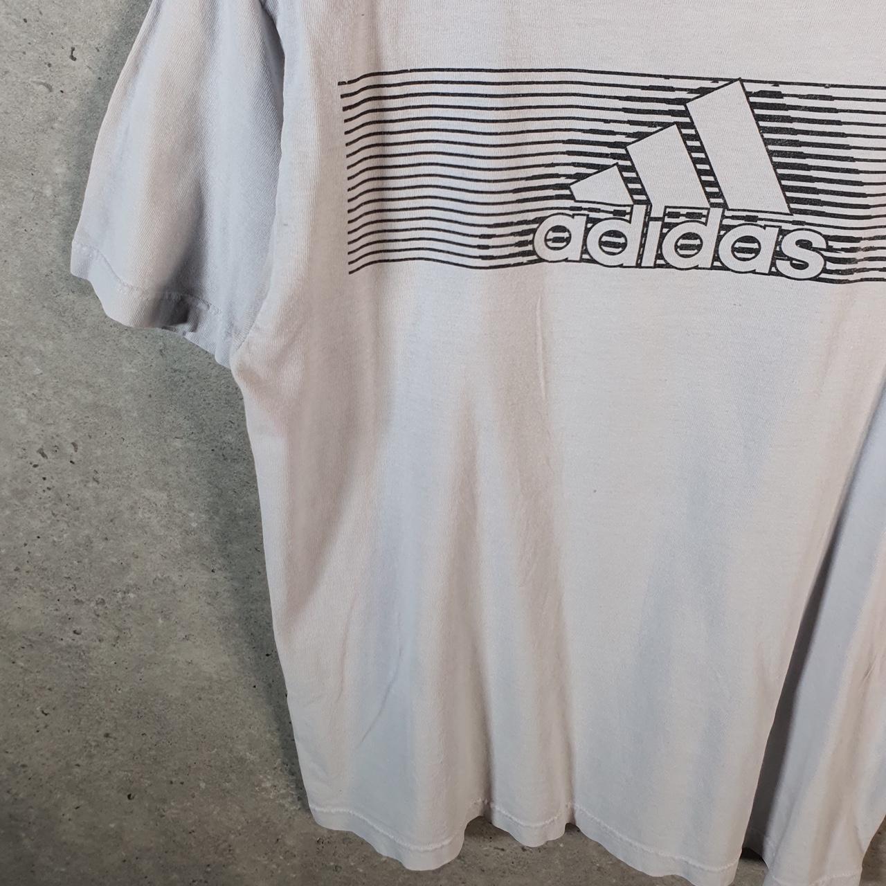 Vintage Adidas T Shirt Men’s Medium Graphic White Three Stripes Athletic