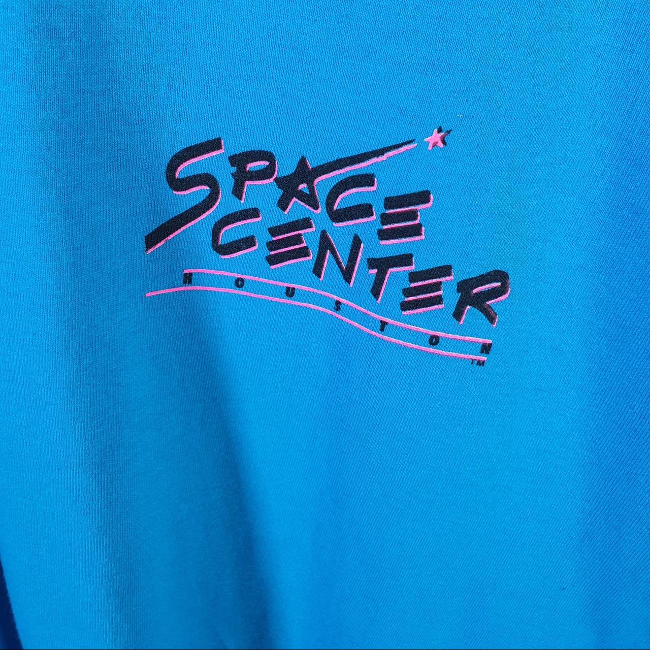 Vintage Hanes Space Centre Houston Man On Moon 90s USA Single Stitch T Shirt Men’s XL Blue