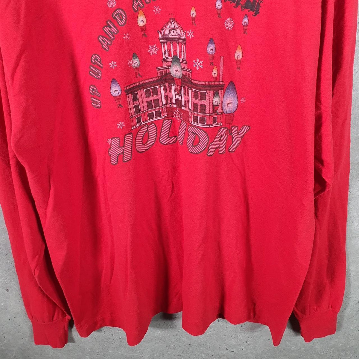 Vintage Fruit of the Loom Christmas Holiday Single Stitch T Shirt Men’s XL Red Big Fish Vintage