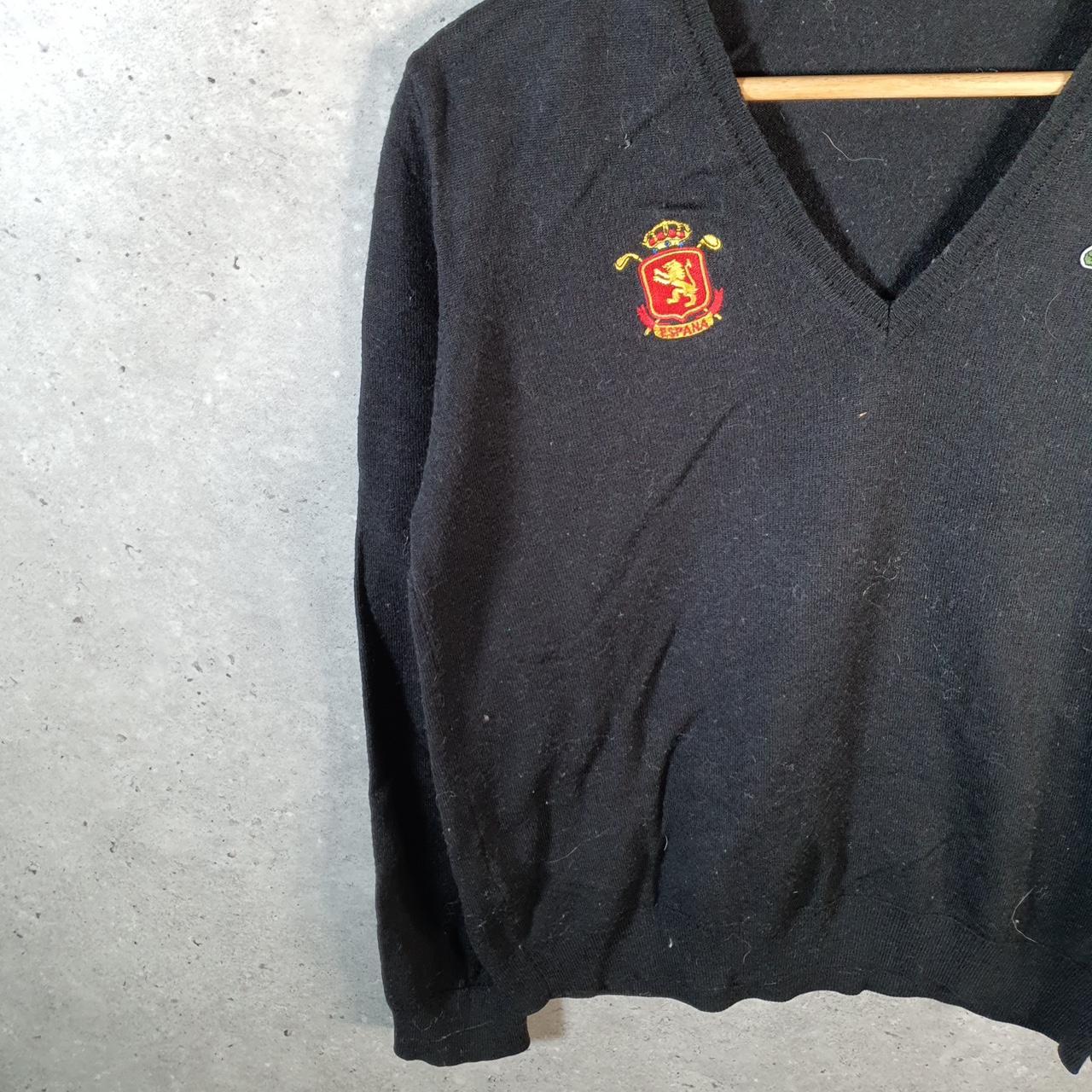 Vintage Lacoste Knit Sweater Mens XS Black Y2K Jumper Logo