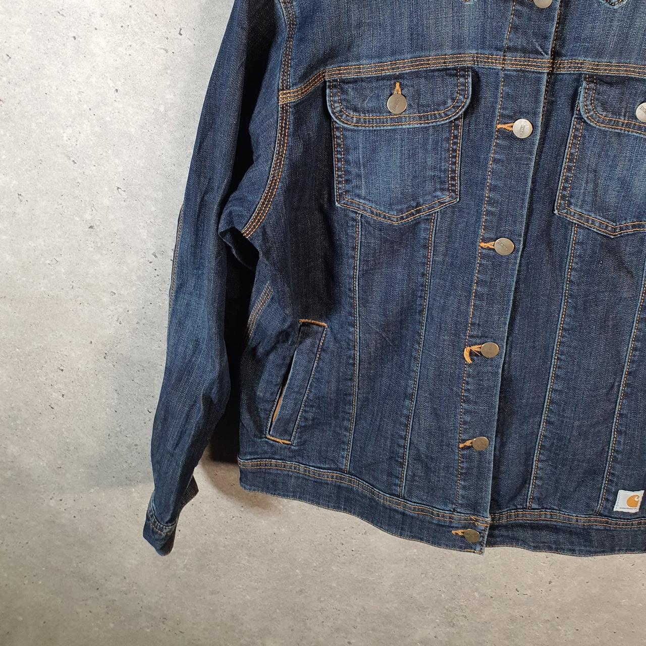 Vintage Carhartt Brewster Dark Wash Denim Jacket Womens XL Blue Workwear USA