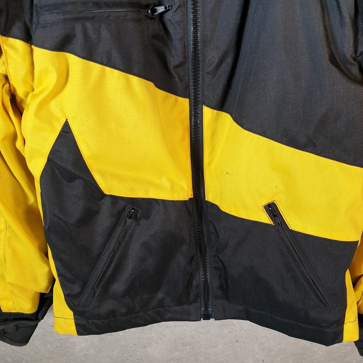 Vintage Frank Thomas Motorcycle Jacket Mens Small Yellow Armoured Padded Shoulder Elbows