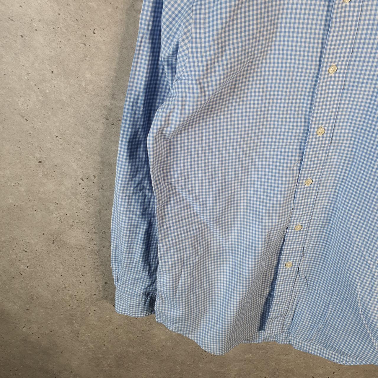 Vintage Ralph Lauren Button Down Shirt Men’s Small Blue Checkered Custom Fit Pony