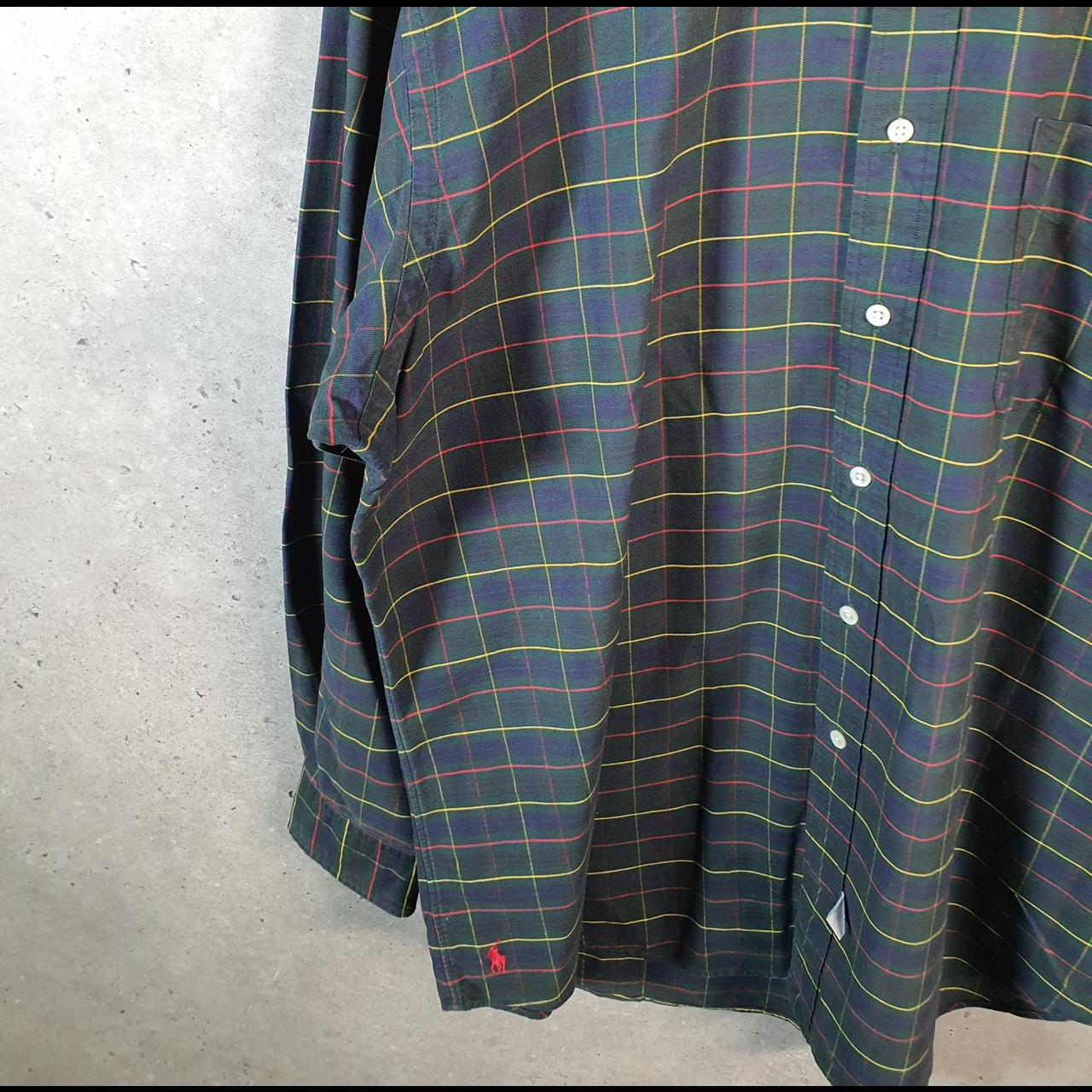 Vintage Ralph Lauren Button Down Shirt Men’s Small Green Checkered Big Oxford Pony Casual C8484