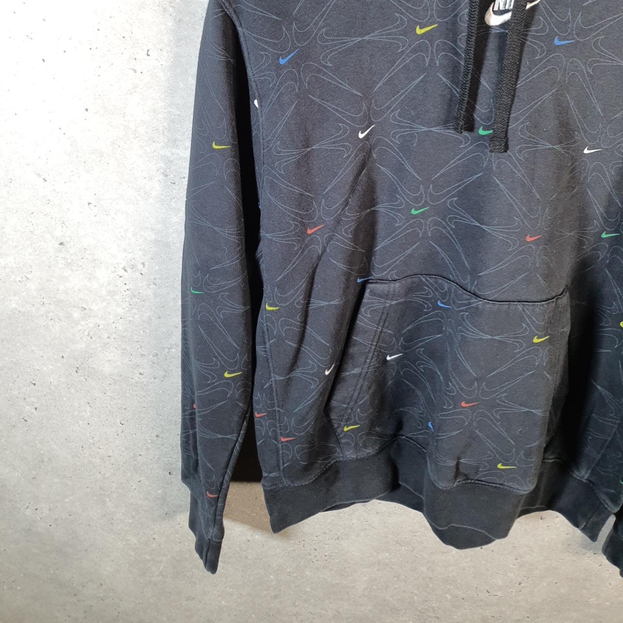 Vintage Nike Centre Swoosh Hoodie Men’s Medium Black Embroidered Y2K Pullover