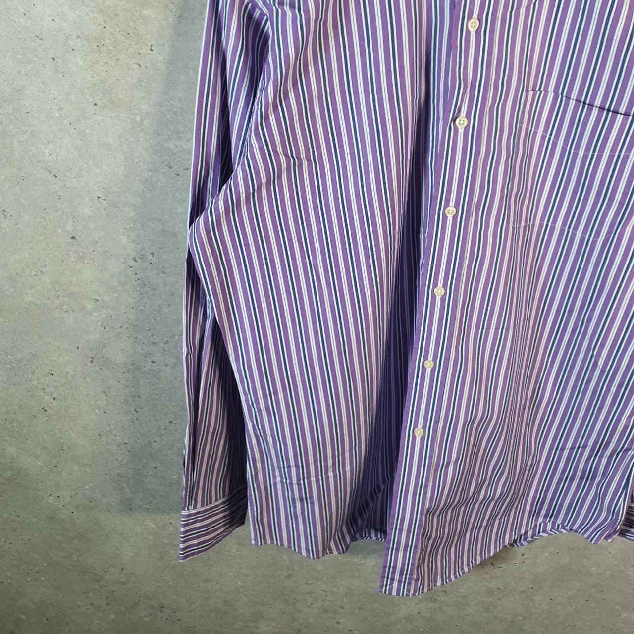 Vintage Ralph Lauren Button Down Shirt Men’s Large Purple Striped Curham Sport Cotton