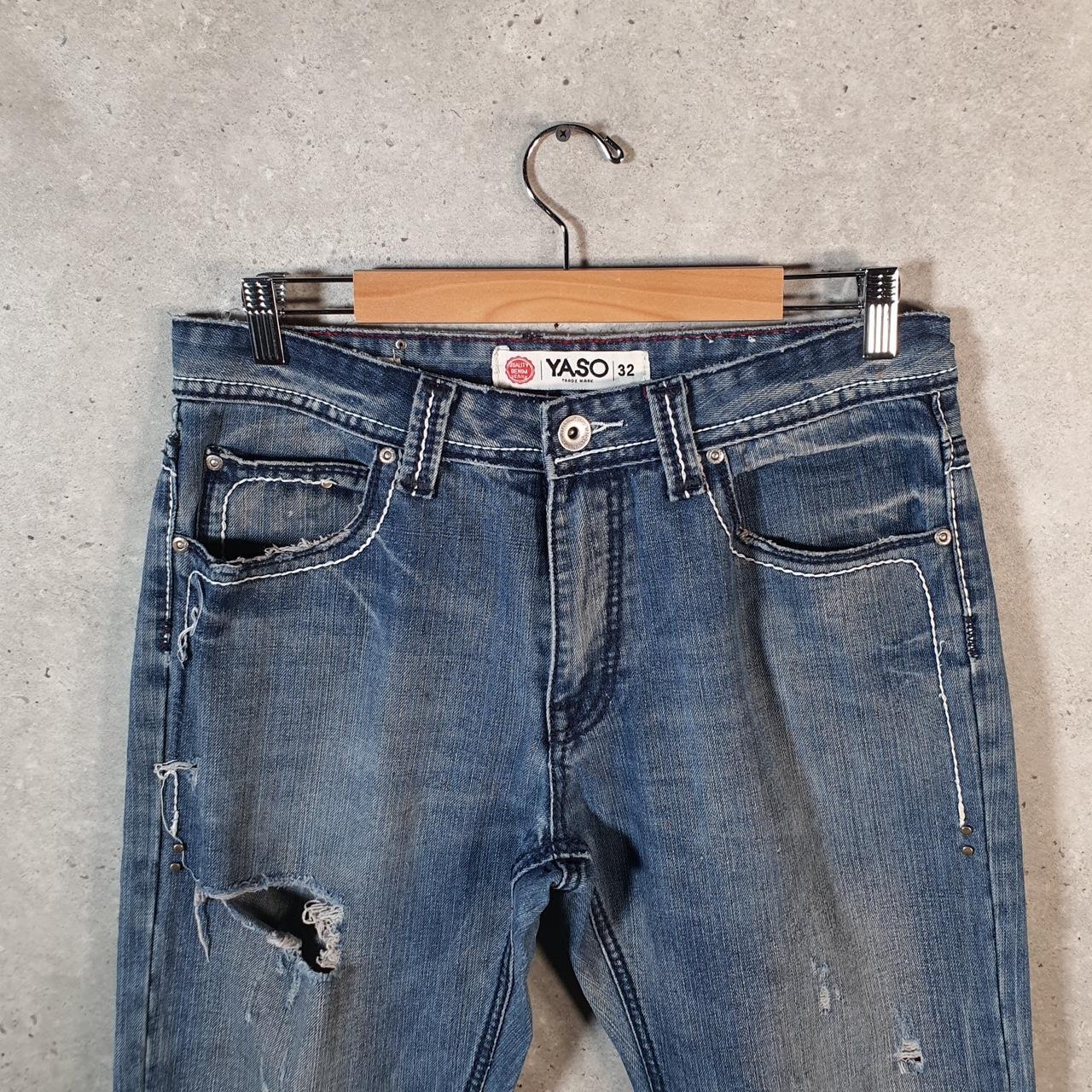 Vintage Yaso Baggy Y2K Hip Hop Jeans Mens W32 Blue Embroidered Denim Big Fish Vintage