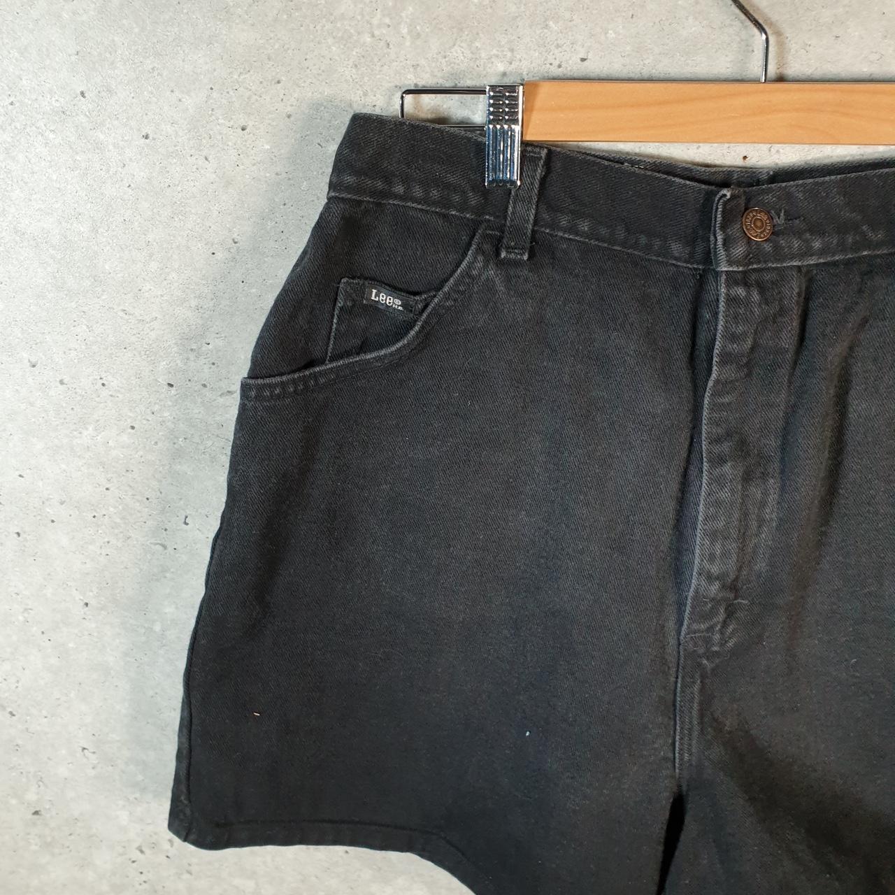 Vintage Lee Baggy Shorts Jorts Cargo Womens W30 Black Relaxed Denim