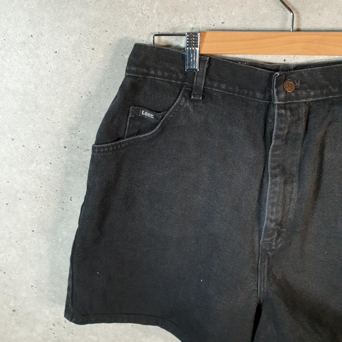 Vintage Lee Baggy Shorts Jorts Cargo Womens W30 Black Relaxed Denim