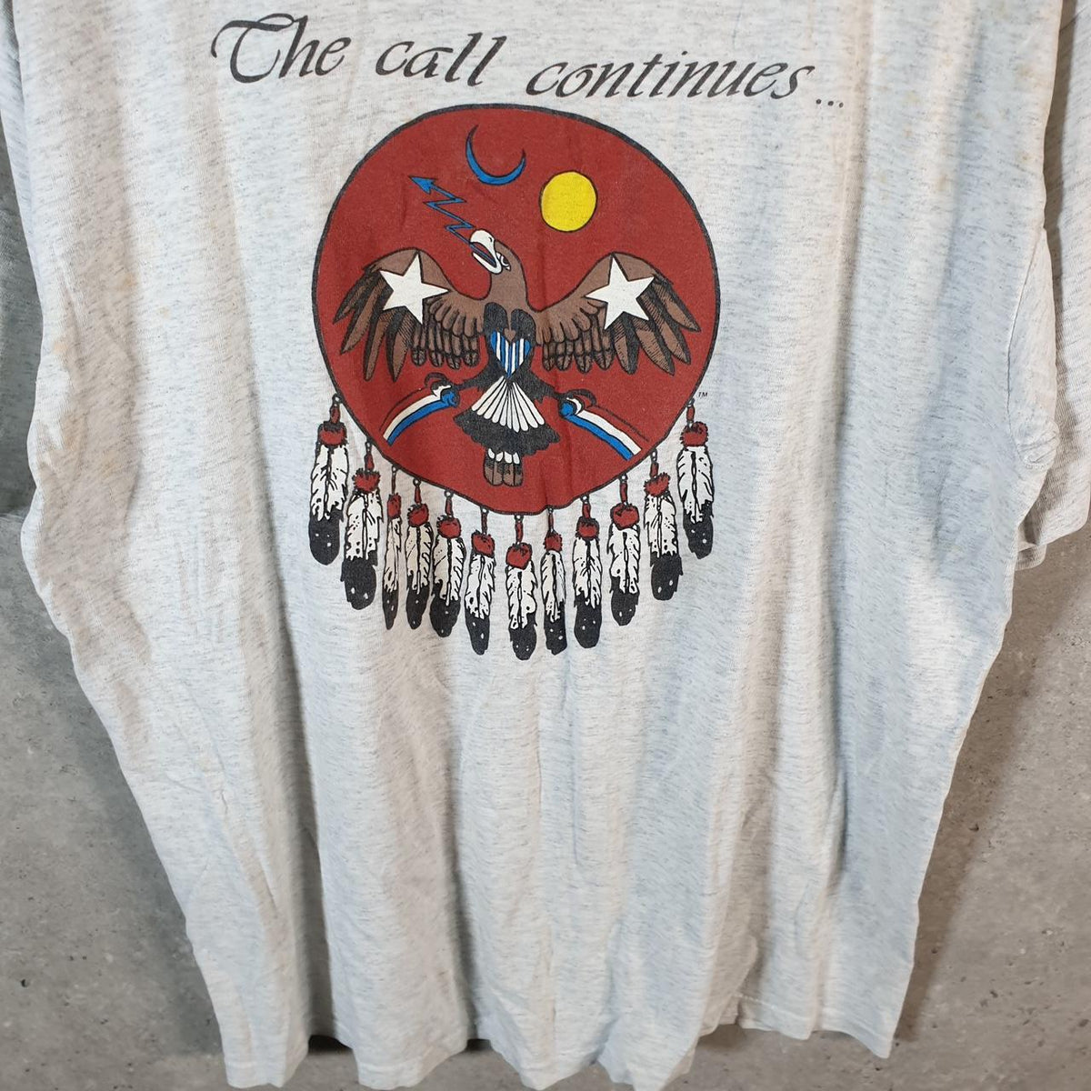 Vintage AllSport USA The Call Continues Bird Graphic Single Stitch T Shirt Men’s XL Grey Big Fish Vintage