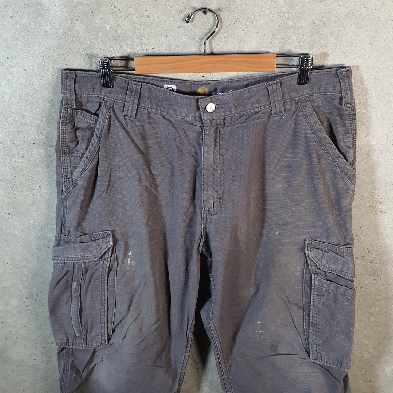 Vintage Carhartt Carpenter Trousers Mens W38 L30 Grey Relaxed Fit Workwear Thrashed