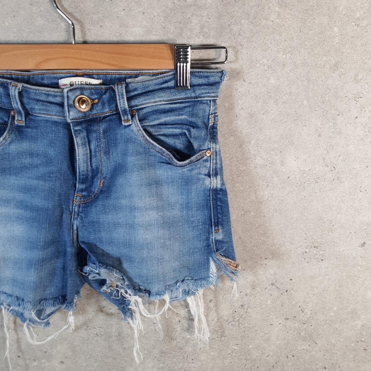 Vintage Guess Cut Off Shorts Jorts Cargo Womens W26 Blue Relaxed Denim