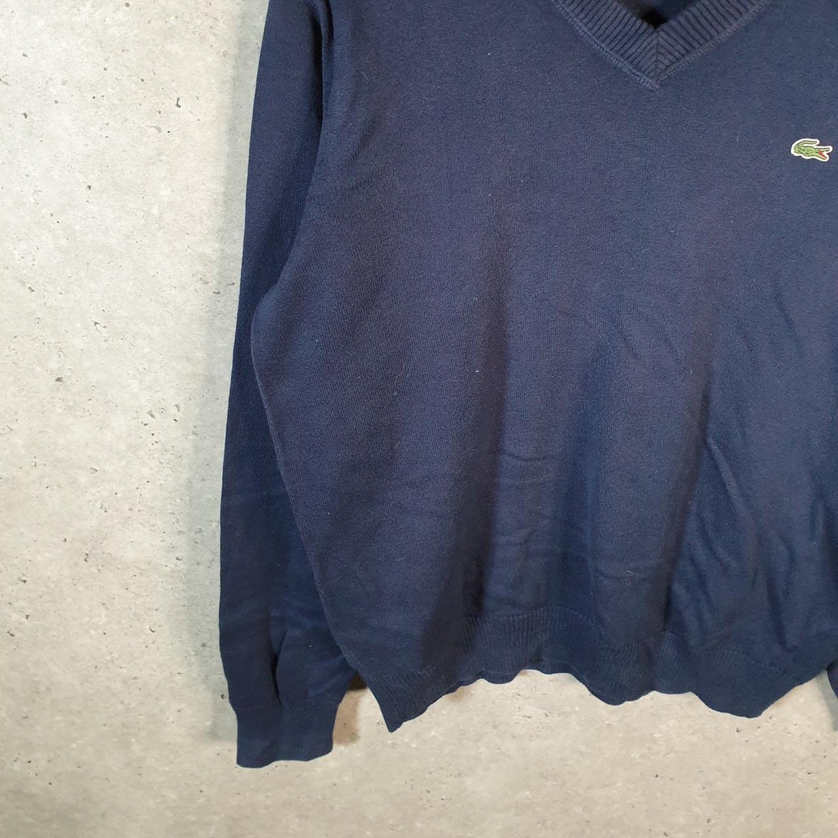 Vintage Lacoste Sweatshirt Men’s Small Navy Blue Pullover Logo Y2K Jumper Logo Casual