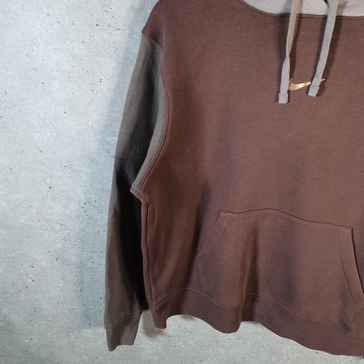 Vintage Nike Centre Swoosh Hoodie Womens Medium Brown Y2K Pullover Logo