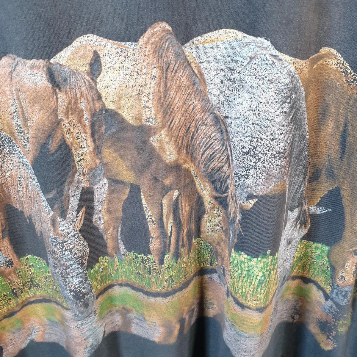 Vintage Hunter Elephant Animals Graphic 90s USA Single Stitch T Shirt Men’s Medium Black