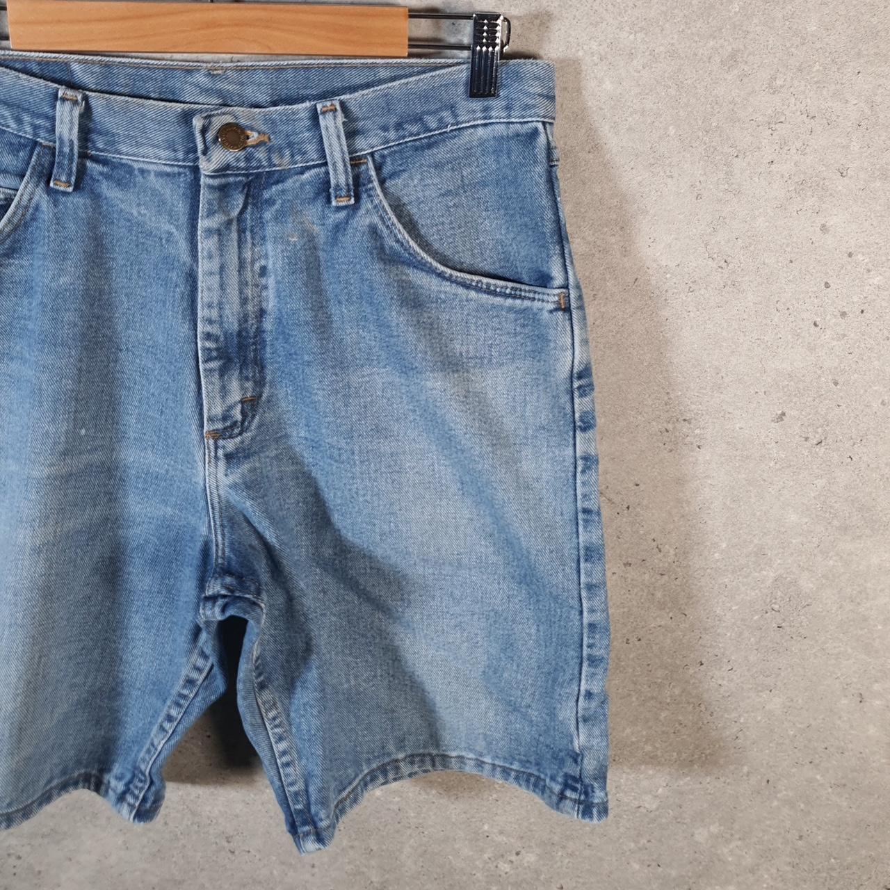 Vintage Wrangler Denim Shorts Jorts Cargo Men’s W32 Relaxed Blue Baggy Cotton