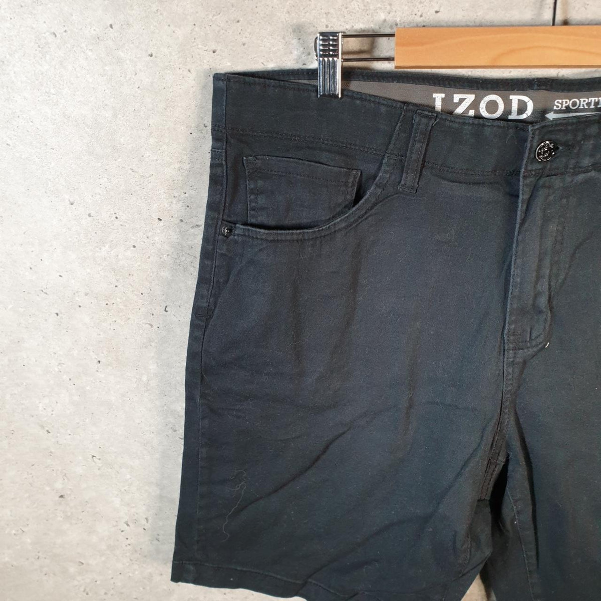 Vintage Izod Golf Chino Shorts Jorts Cargo Men’s W38 Black Baggy Cotton