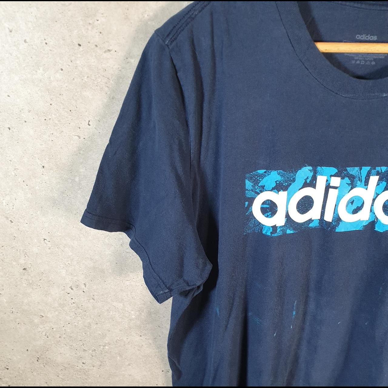Vintage Adidas Spellout T Shirt Men’s XL Navy Blue Three Stripes Athletic