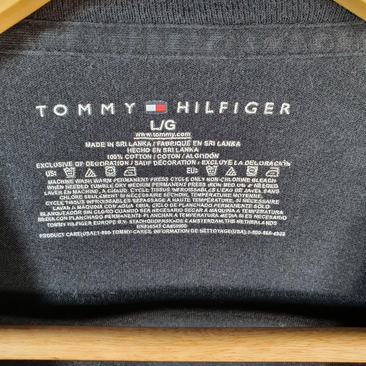 Vintage Tommy Hilfiger Blank T Shirt Shirt Men’s Large Black Casual Sports Athletic C9828
