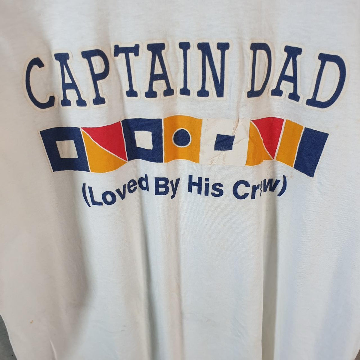 Vintage Fruit of the Loom Captain Dad 90s USA Single Stitch T Shirt Men’s Large White C9452