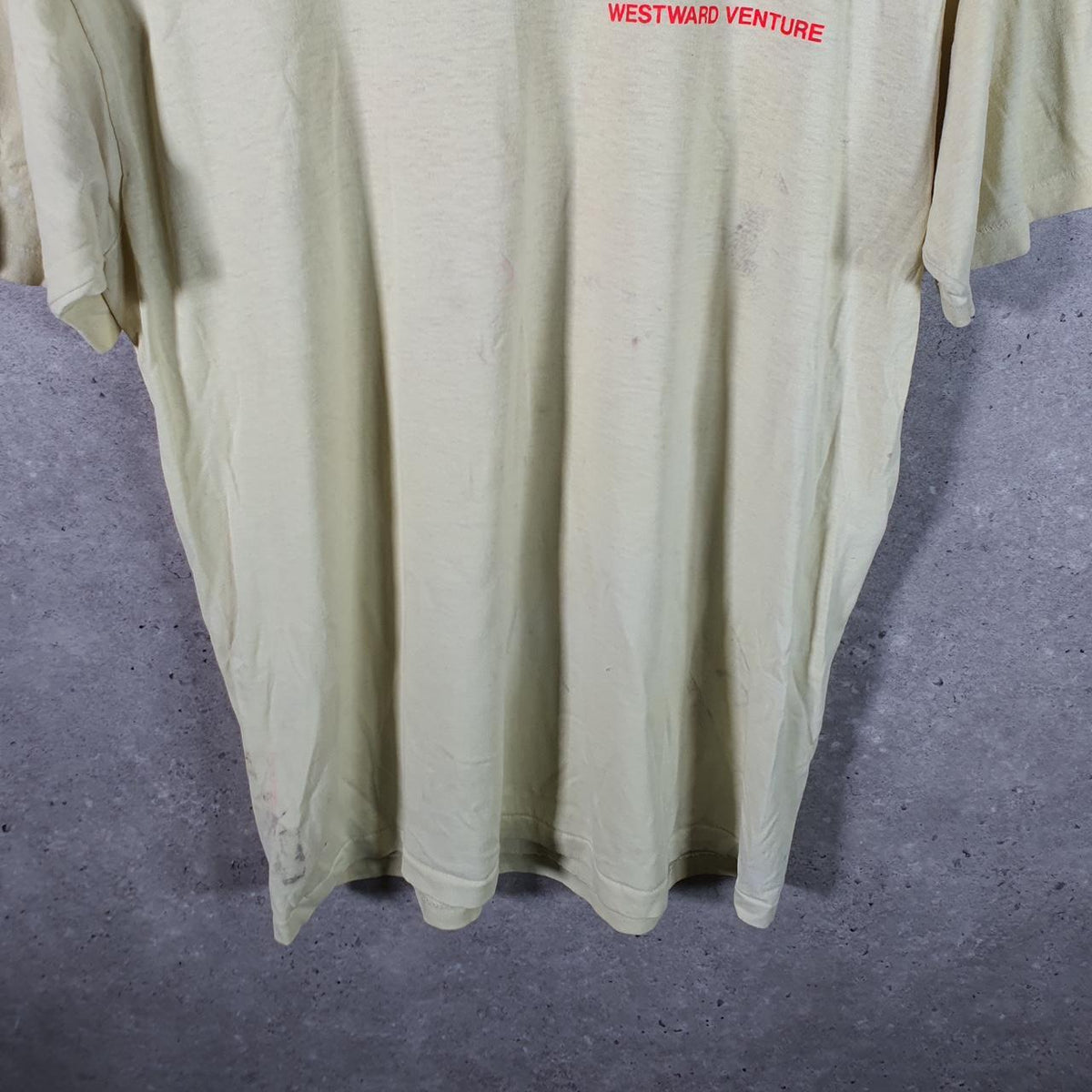 Vintage Hanes 50/50 Westward Venture 90s USA Single Stitch T Shirt Men’s Large Yellow Big Fish Vintage