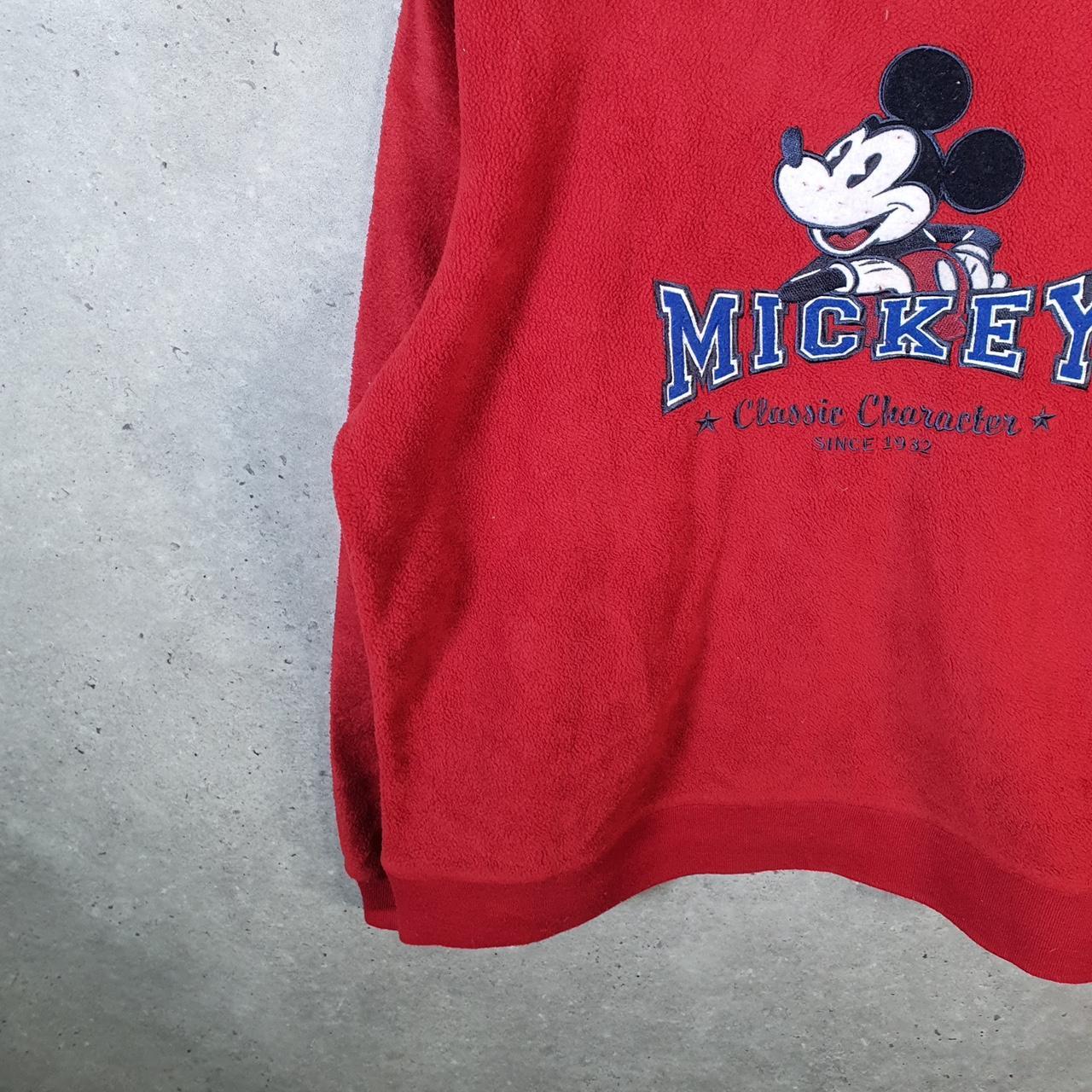 Disney Mickey Mouse Fleece Pullover Sweatshirt Mens Medium Red Embroidered Logo