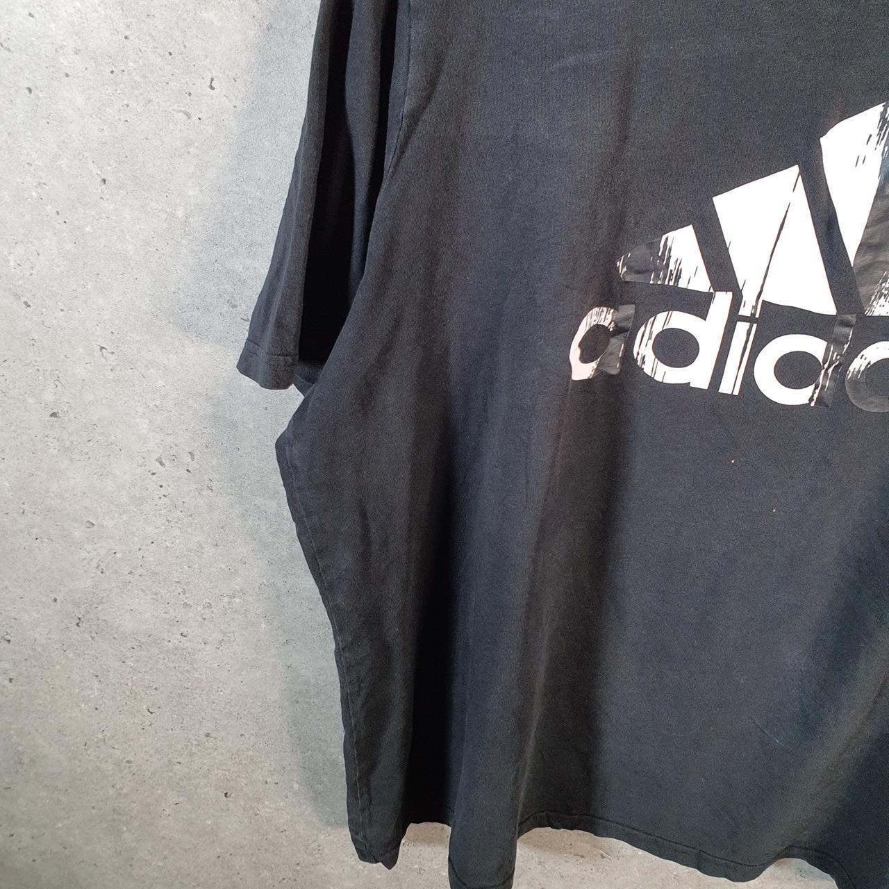 Vintage Adidas Spellout T Shirt Womens 2XL Black Three Stripes Logo Athletic